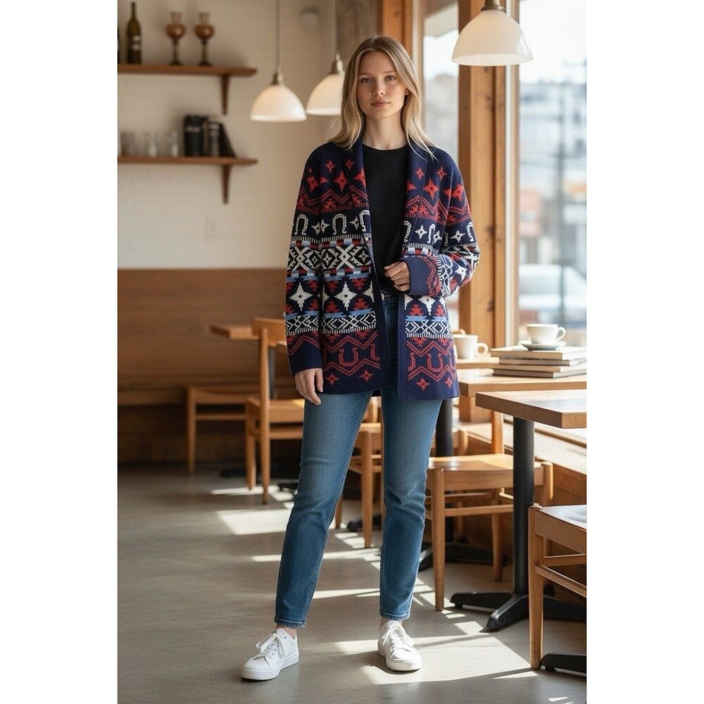 Lucky Brand Women’s Knit Southwestern Cardigan Aztec Western Print Size Medium